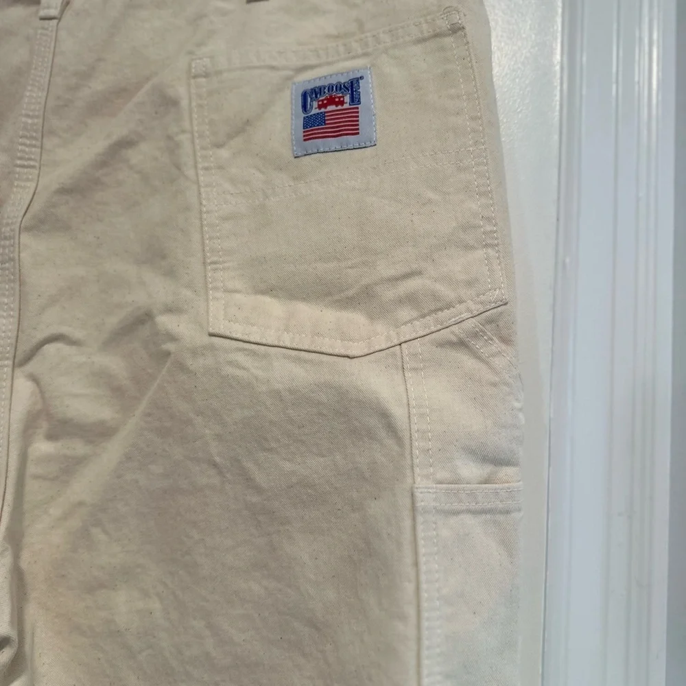 EUC Vintage 90s Caboose Sz: 40 Cream Canvas Carpenter Workwear Cargo Shorts.